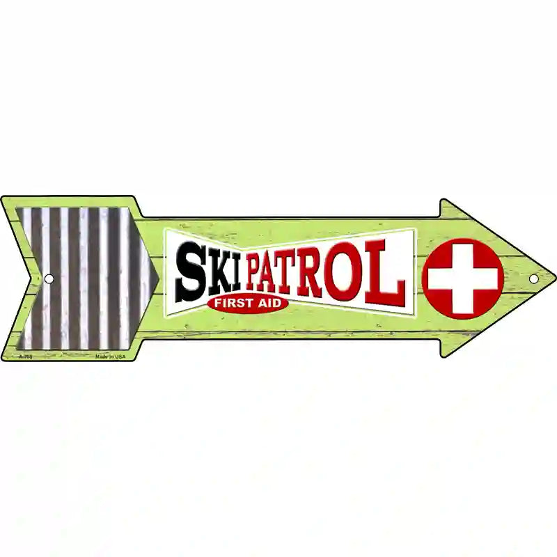 Ski Patrol First Aid Novelty Metal Arrow Sign 17" x 5" (A)