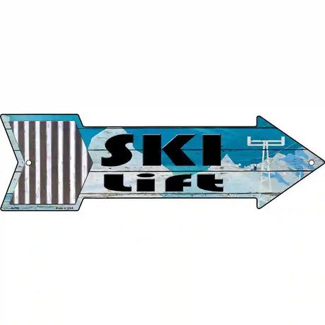 Ski Lift Sky Novelty Metal Arrow Sign 17" x 5" (A)