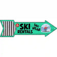 Ski Rentals Novelty Metal Arrow Sign 17" x 5" (A)