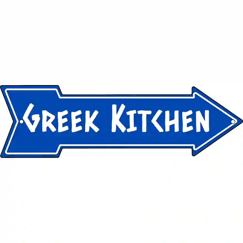 Greek Kitchen Blue Novelty Metal Arrow Sign 17" x 5" (A)