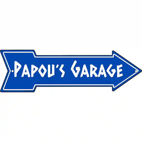 Papous Garage Blue Novelty Metal Arrow Sign 17" x 5" (A)