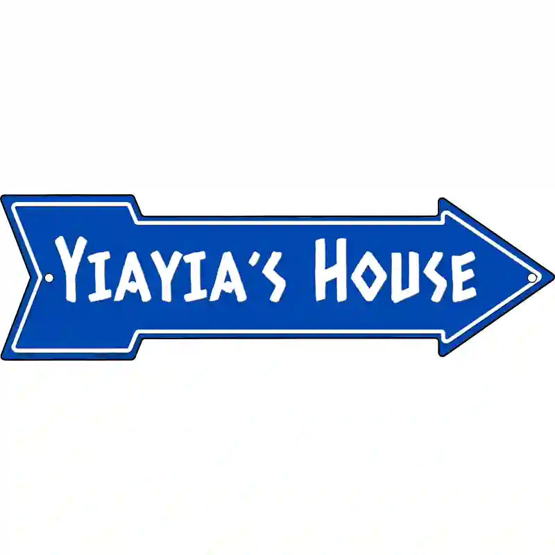 Yiayias House Blue Novelty Metal Arrow Sign 17" x 5" (A)