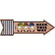 Beer This Way Three Gnomes Novelty Metal Arrow Sign 17" x 5" (A)