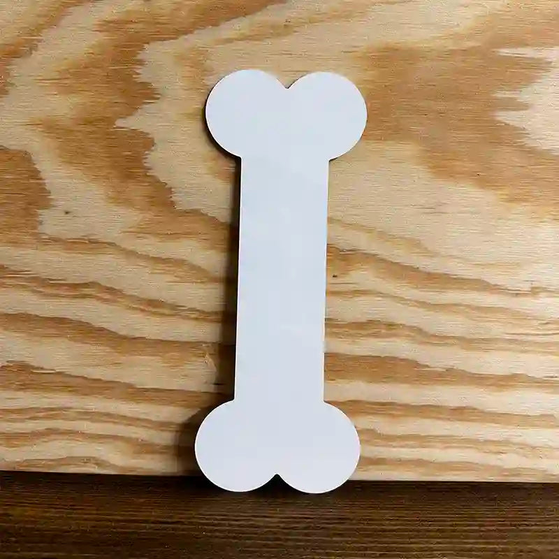 White Dye Sublimation 3.5" x 9" Novelty Metal Bone Magnet B-000