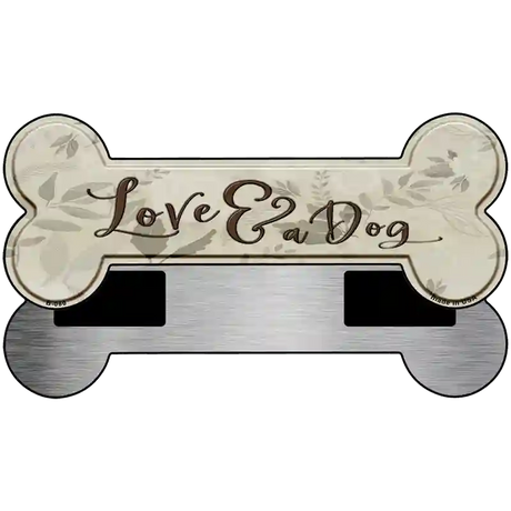 Love And A Dog Novelty Metal Bone Magnet