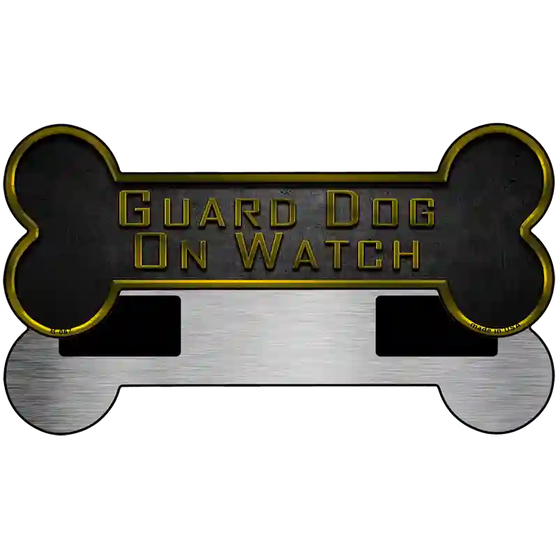 Guard Dog On Watch Novelty Metal Bone Magnet