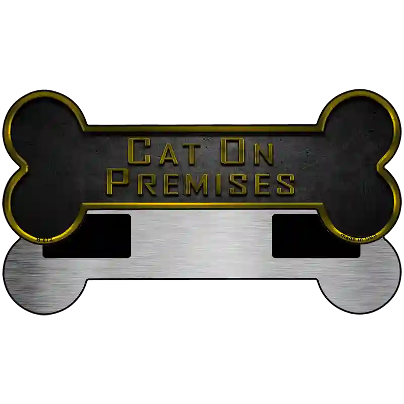 Cat On Premises Novelty Metal Bone Magnet