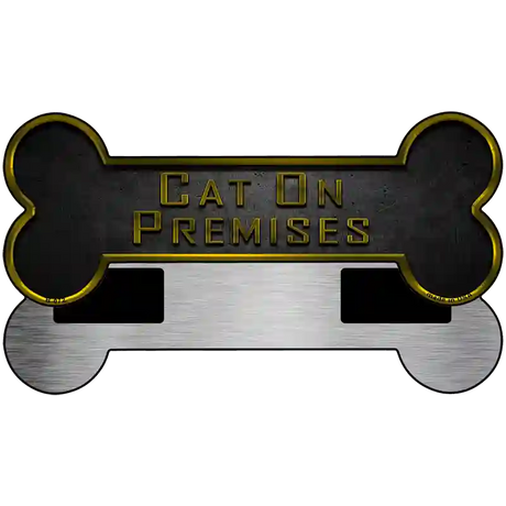 Cat On Premises Novelty Metal Bone Magnet