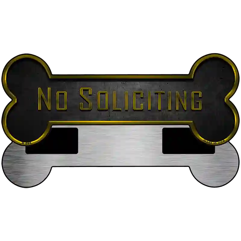 No Soliciting Novelty Metal Bone Magnet