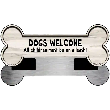 Dogs Welcome Children Leash Novelty Metal Bone Magnet