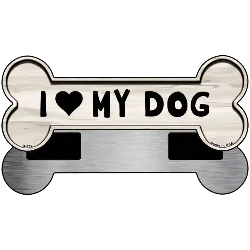 Heart My Dog Novelty Metal Bone Magnet