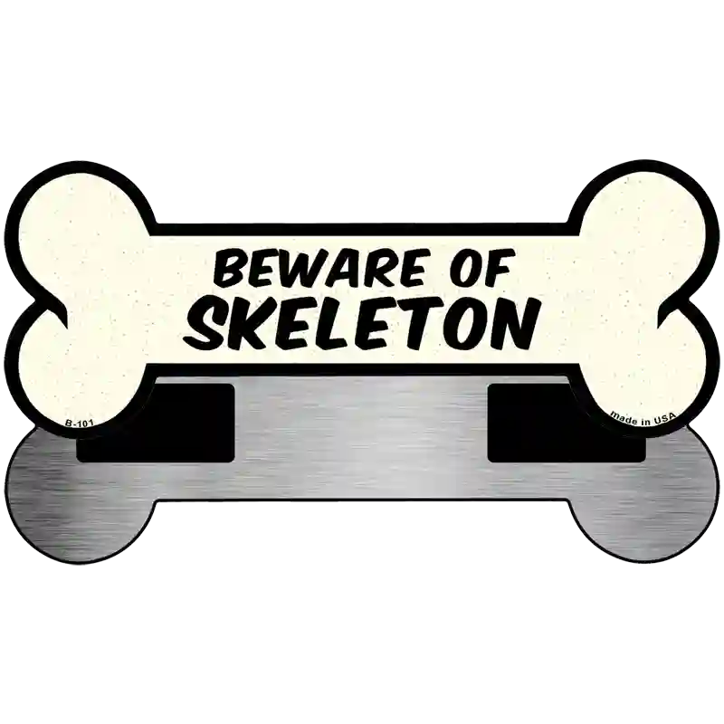 Beware of Skeleton Novelty Metal Bone Magnet