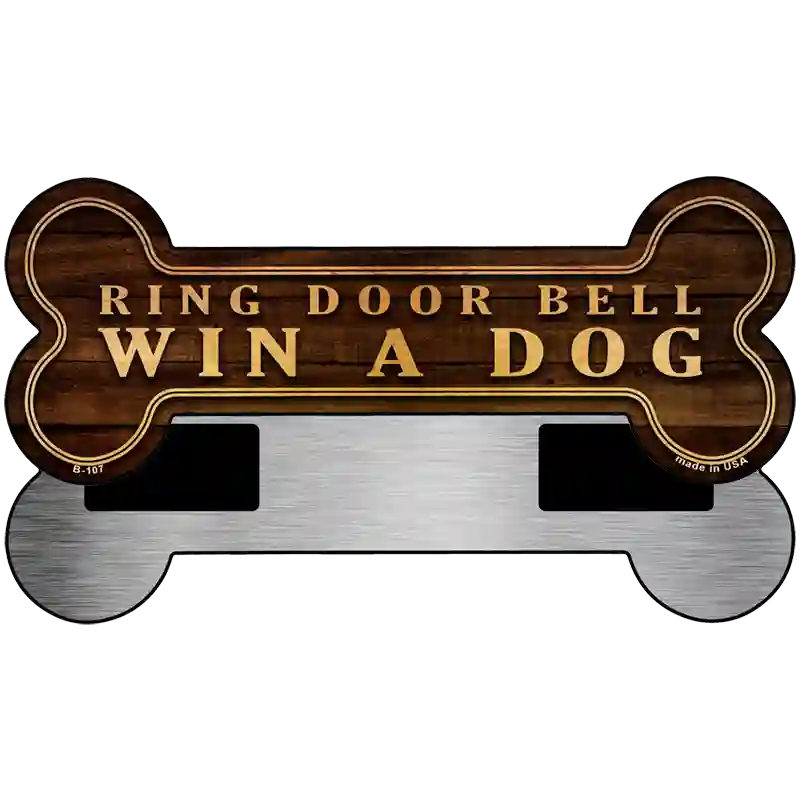 Ring Bell Win Dog Novelty Metal Bone Magnet