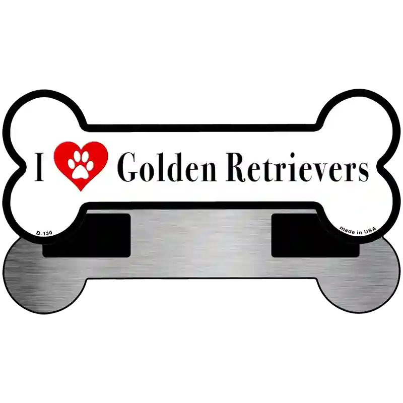 I Love Golden Retrievers Novelty Metal Bone Magnet B-130