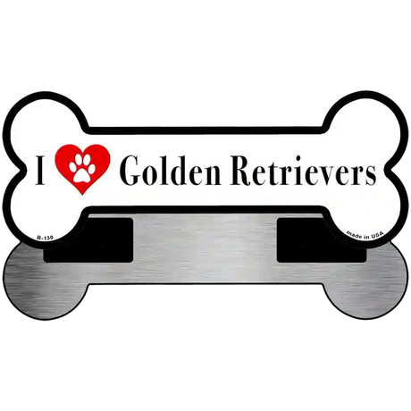 I Love Golden Retrievers Novelty Metal Bone Magnet B-130