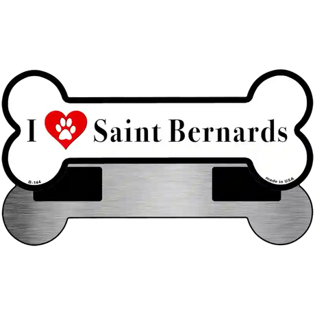 I Love Saint Bernards Novelty Metal Bone Magnet B-144