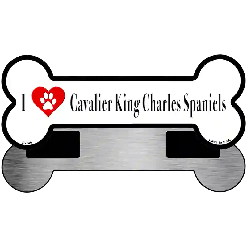 I Love Charles Spaniels Novelty Metal Bone Magnet B-149