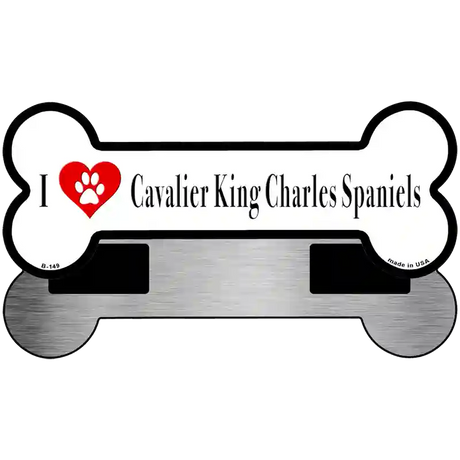 I Love Charles Spaniels Novelty Metal Bone Magnet B-149