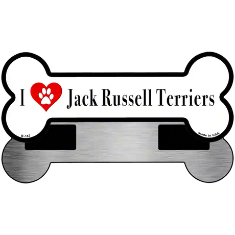 I Love Jack Russell Terriers Novelty Metal Bone Magnet B-157