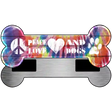 Peace Love and Dogs Novelty Metal Bone Magnet