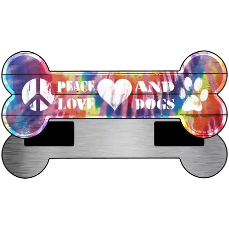 Peace Love and Dogs Novelty Metal Bone Magnet