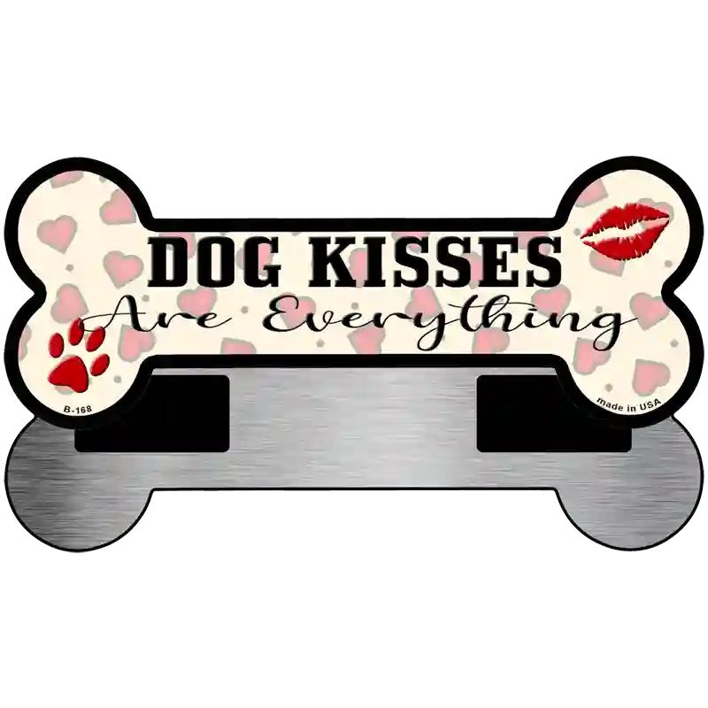 Dog Kisses Novelty Metal Bone Magnet