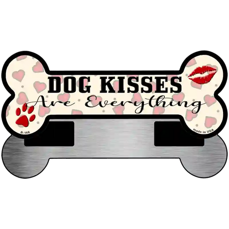 Dog Kisses Novelty Metal Bone Magnet