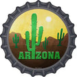 Arizona with Saguaro Novelty Metal Bottle Cap Sign BC-1005