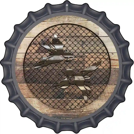 Corrugated Little Birds on Wood Novelty Metal Bottle Cap Sign BC-1036