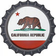 California State Flag Novelty Metal Bottle Cap Sign BC-104