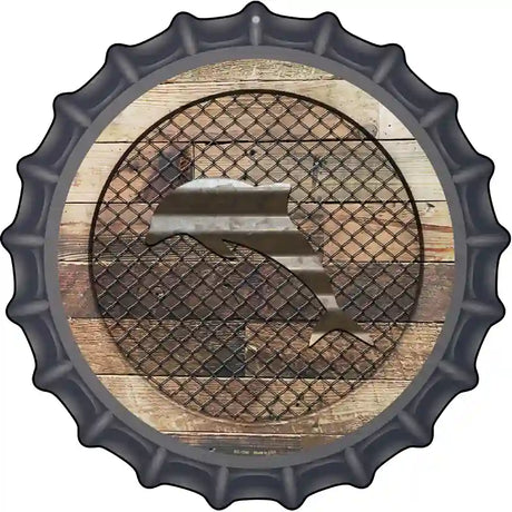 Corrugated Dolphin on Wood Novelty Metal Bottle Cap Sign BC-1050