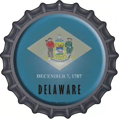 Delaware State Flag Novelty Metal Bottle Cap Sign BC-107