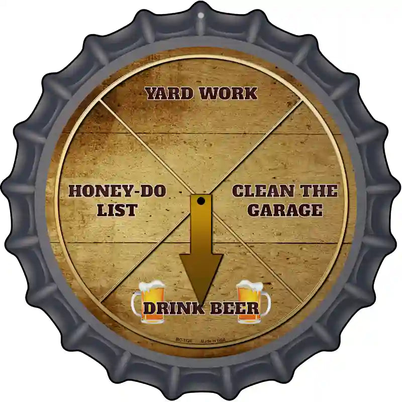 Drink Beer Novelty Metal Bottle Cap Sign