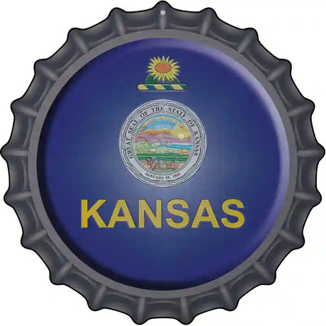 Kansas State Flag Novelty Metal Bottle Cap Sign BC-115