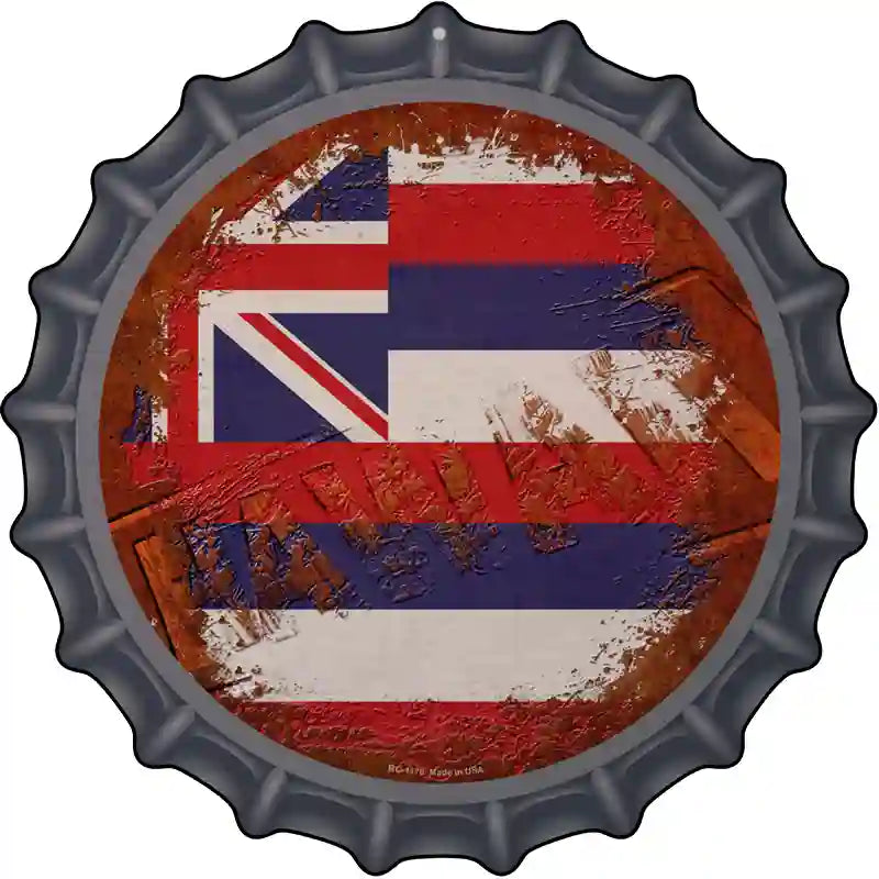 Hawaii Rusty Stamped Novelty Metal Bottle Cap Sign BC-1176