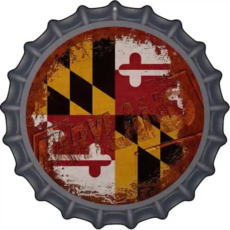 Maryland Rusty Stamped Novelty Metal Bottle Cap Sign BC-1185