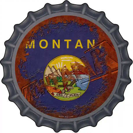 Montana Rusty Stamped Novelty Metal Bottle Cap Sign BC-1191