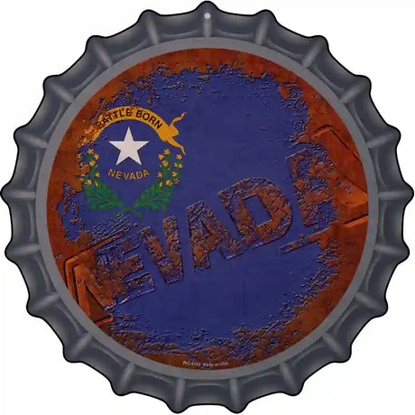 Nevada Rusty Stamped Novelty Metal Bottle Cap Sign BC-1193