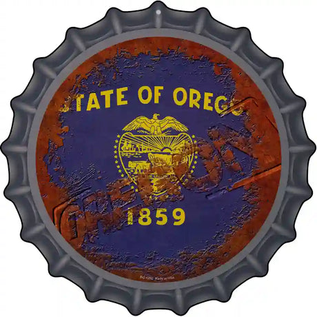 Oregon Rusty Stamped Novelty Metal Bottle Cap Sign BC-1202