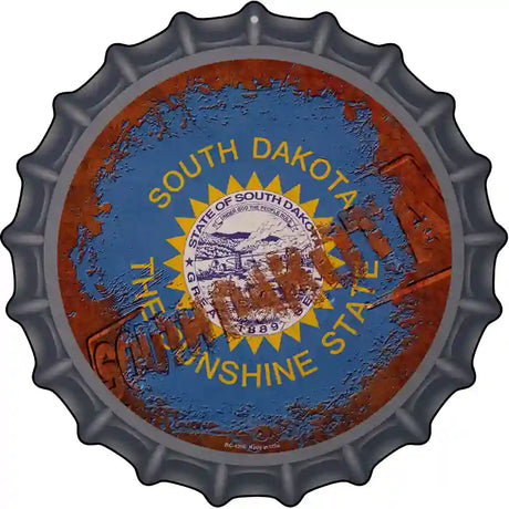 South Dakota Rusty Stamped Novelty Metal Bottle Cap Sign BC-1206