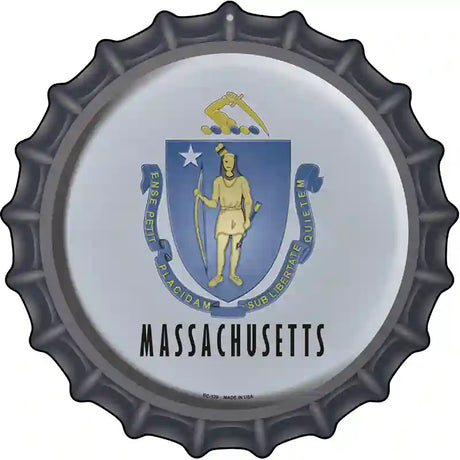 Massachusetts State Flag Novelty Metal Bottle Cap Sign BC-120