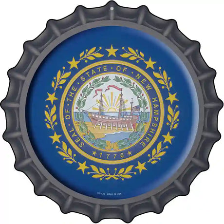 New Hampshire State Flag Novelty Metal Bottle Cap Sign BC-128