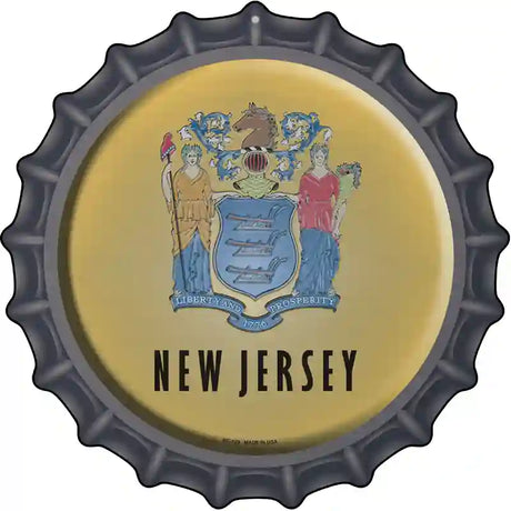 New Jersey State Flag Novelty Metal Bottle Cap Sign BC-129