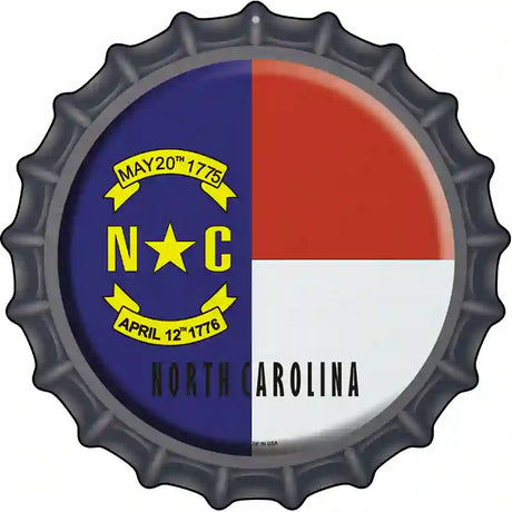 North Carolina State Flag Novelty Metal Bottle Cap Sign BC-132