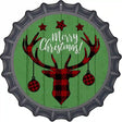 Merry Christmas Reindeer Novelty Metal Bottle Cap Sign BC-1355