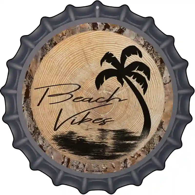 Beach Vibes Novelty Metal Bottle Cap Sign