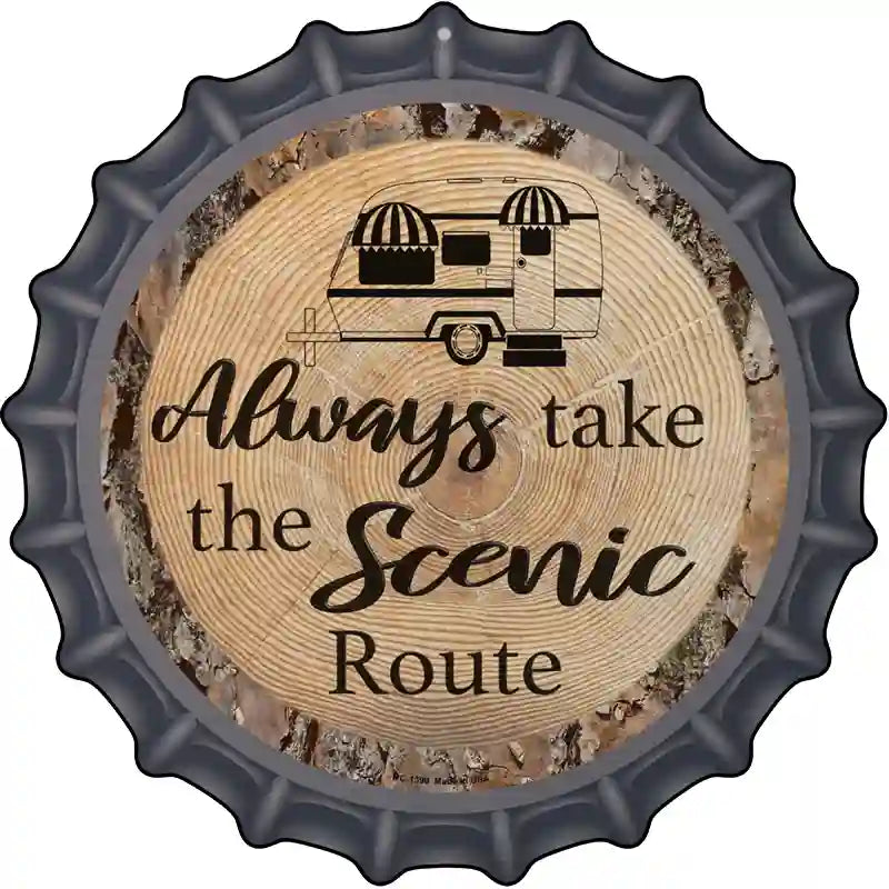 Scenic Route Novelty Metal Bottle Cap Sign