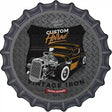Custom Retro Hotrod Novelty Metal Bottle Cap Sign