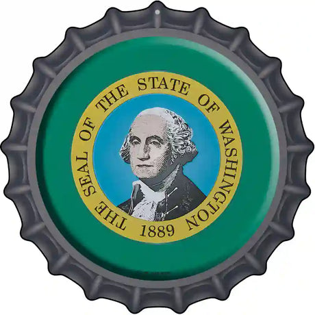 Washington State Flag Novelty Metal Bottle Cap Sign BC-146