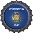 Wisconsin State Flag Novelty Metal Bottle Cap Sign BC-148